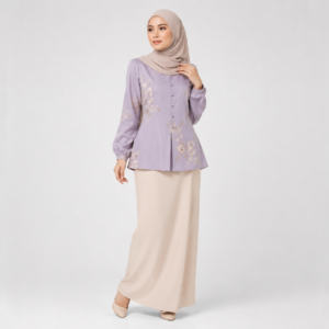 Lavender Embroidered Blouse Set